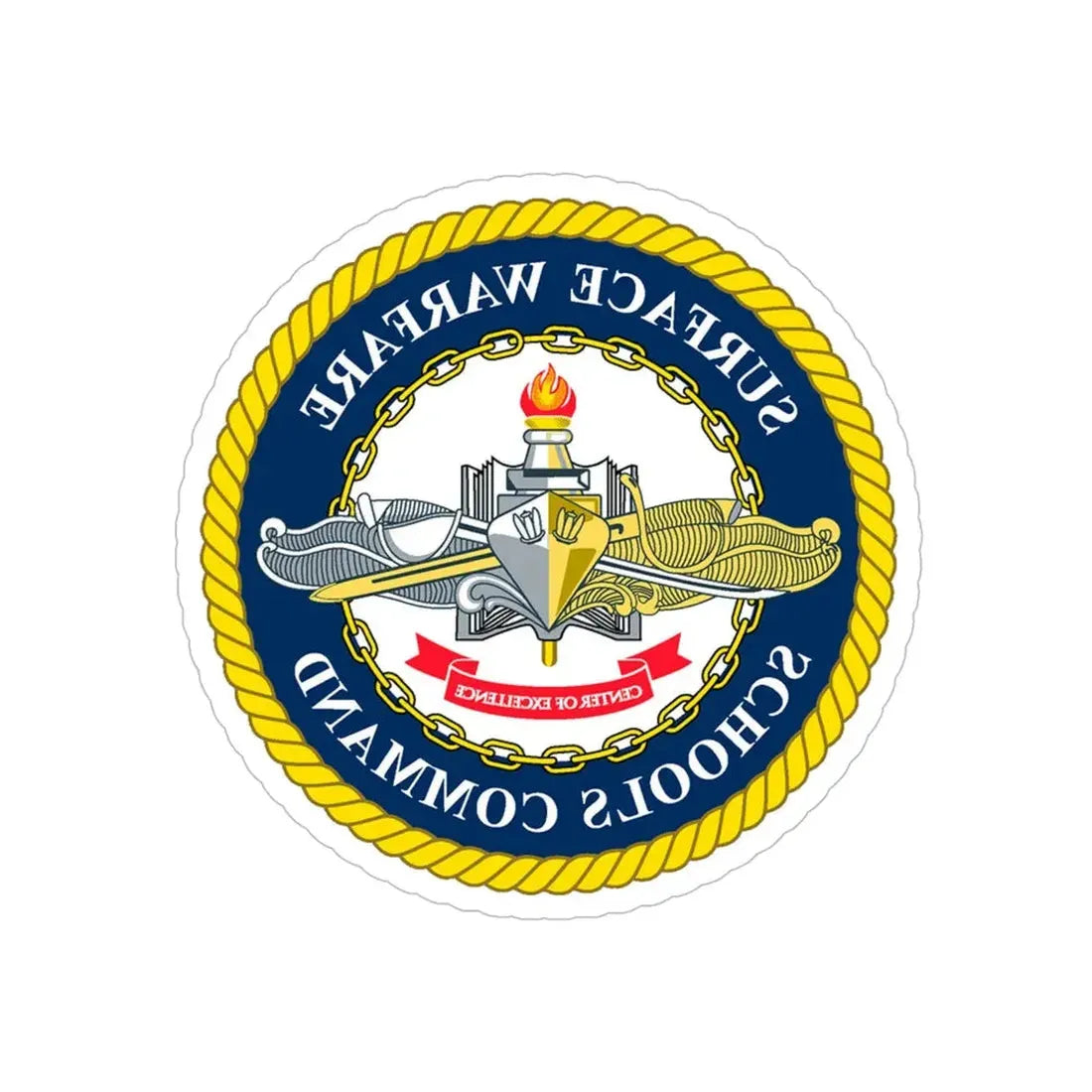 Surface Warfare Schools Command (U.S. Navy) REVERSE PRINT Transparent Die-Cut STICKER 6 Inch Die-Cut Transparent - The Sticker Space