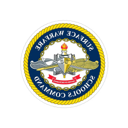 Surface Warfare Schools Command (U.S. Navy) REVERSE PRINT Transparent Die-Cut STICKER 6 Inch Die-Cut Transparent - The Sticker Space