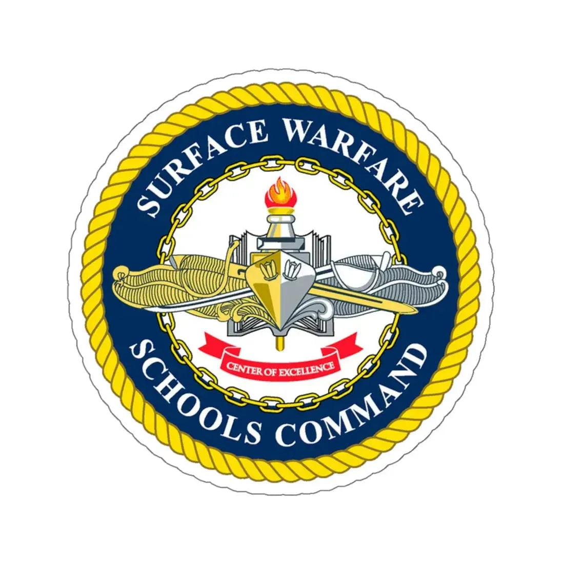 Surface Warfare Schools Command (U.S. Navy) STICKER Vinyl Kiss-Cut Decal 6 Inch White - The Sticker Space