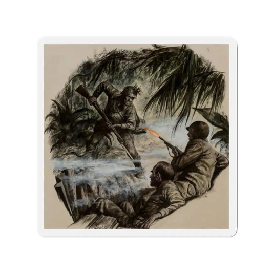 Surprise Attack (Magazine Illustration) Refrigerator Magnet 2 Inch Die-Cut - The Sticker Space