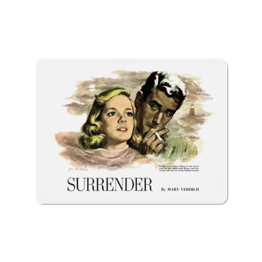 Surrender, Collier's, August 9, 1952 (Magazine Illustration) Refrigerator Magnet 2 Inch Die-Cut - The Sticker Space