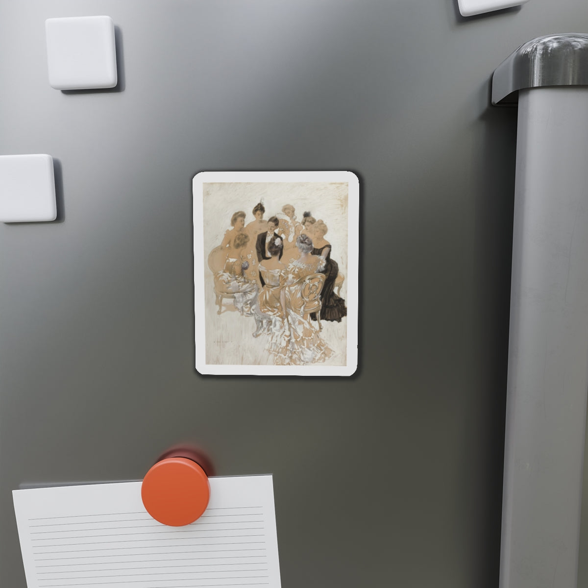 Surrounding the Gent (Magazine Illustration) Refrigerator Magnet-The Sticker Space