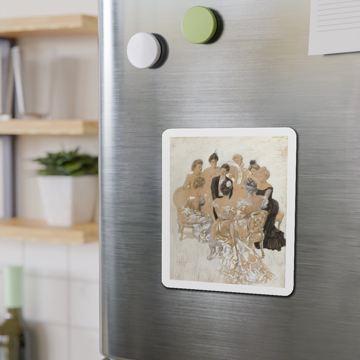 Surrounding the Gent (Magazine Illustration) Refrigerator Magnet-The Sticker Space