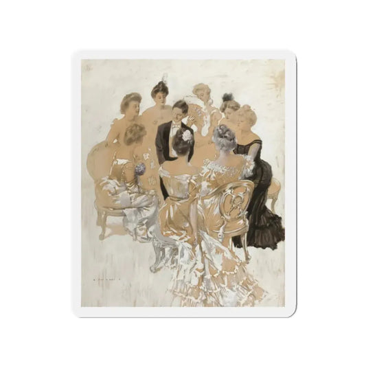 Surrounding the Gent (Magazine Illustration) Refrigerator Magnet 2 Inch Die-Cut - The Sticker Space