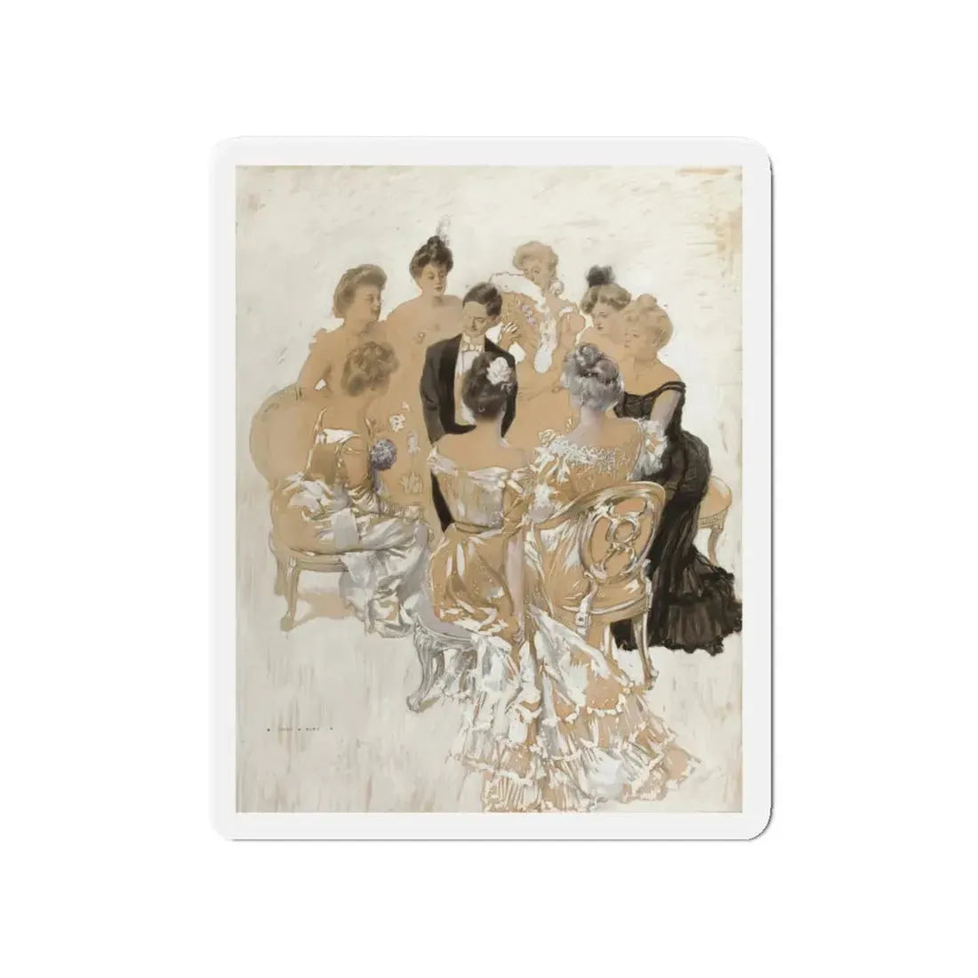 Surrounding the Gent (Magazine Illustration) Refrigerator Magnet 4 Inch Die-Cut - The Sticker Space