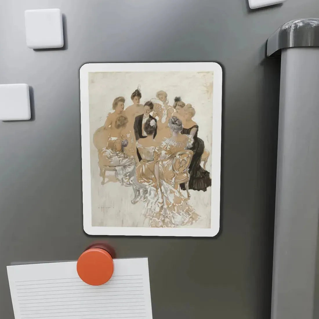 Surrounding the Gent (Magazine Illustration) Refrigerator Magnet - The Sticker Space