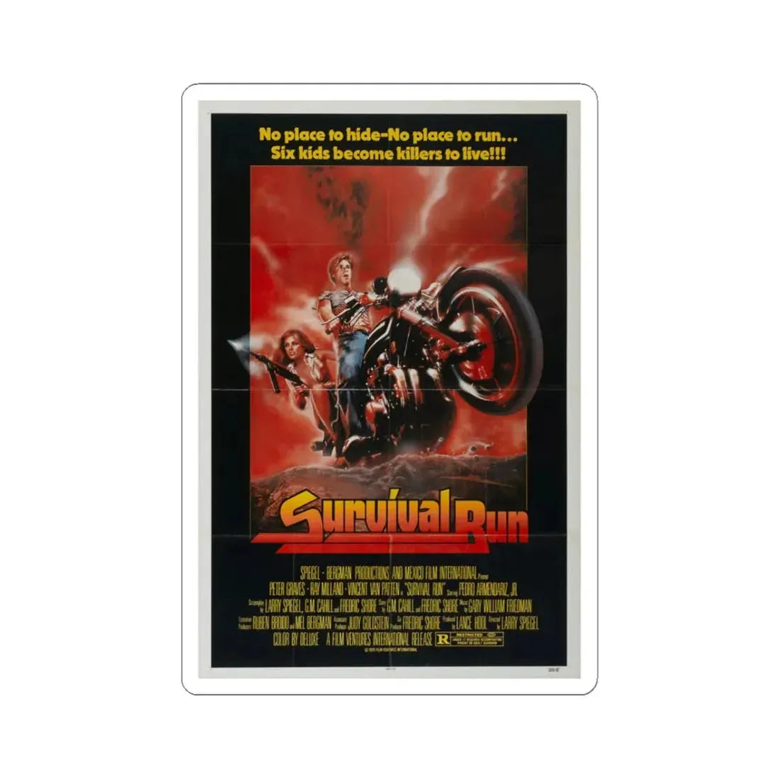 Survival Run 1979 Movie Poster - STICKER Vinyl Kiss-Cut Decal 3 Inch White - The Sticker Space