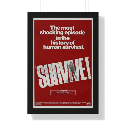 SURVIVE! 1976 - Framed Movie Poster 16″ x 24″ Black - The Sticker Space