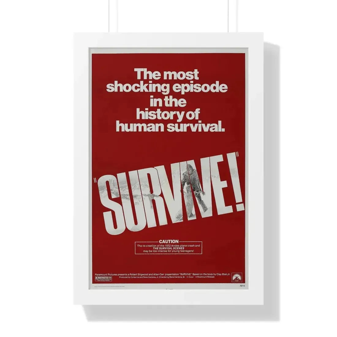 SURVIVE! 1976 - Framed Movie Poster 16″ x 24″ White - The Sticker Space