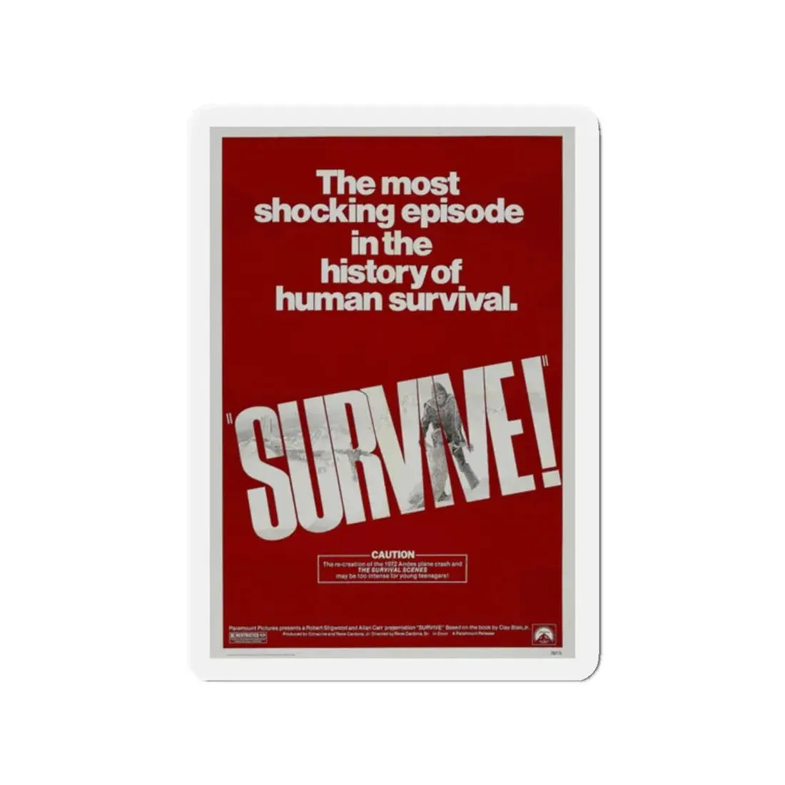 SURVIVE! 1976 Movie Poster - Refrigerator Magnet 2 Inch Die-Cut - The Sticker Space
