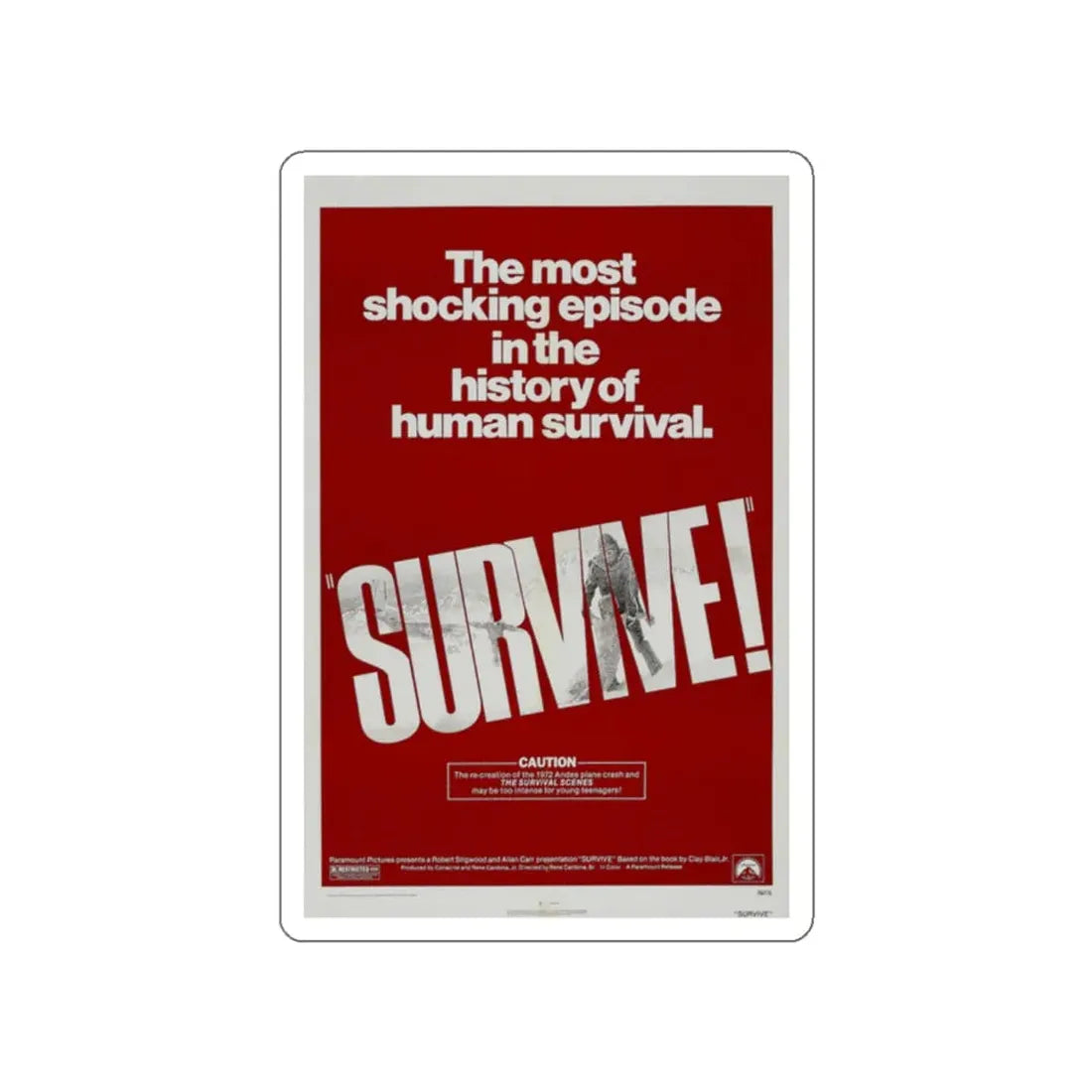 SURVIVE! 1976 Movie Poster STICKER Vinyl Die-Cut Decal 2 Inch - The Sticker Space