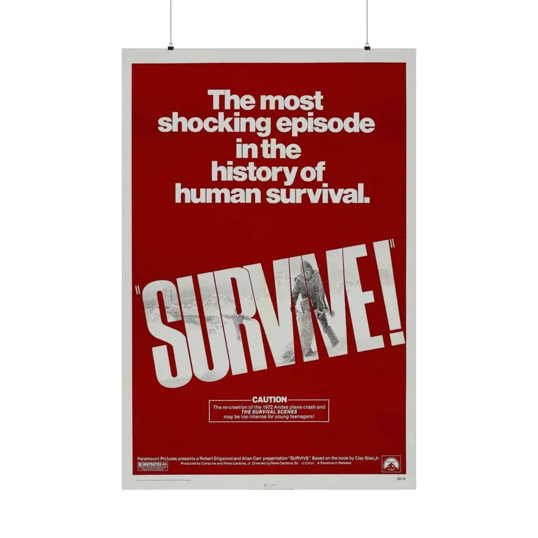 SURVIVE! 1976 - Paper Movie Poster 36" x 54" Matte - The Sticker Space