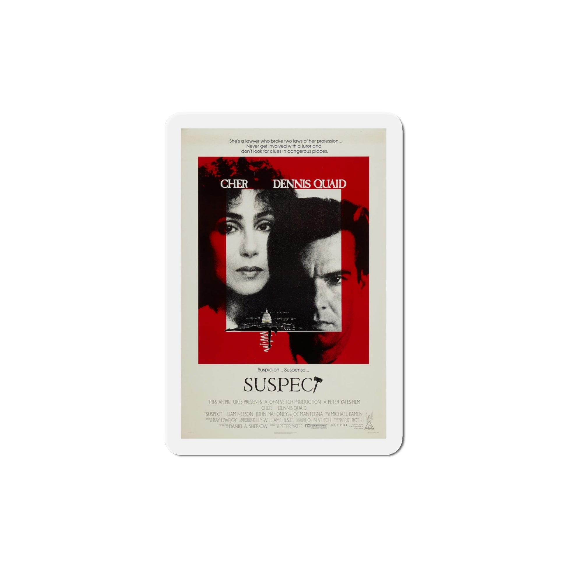 Suspect 1987 Movie Poster Die-Cut Magnet-4" x 4"-The Sticker Space