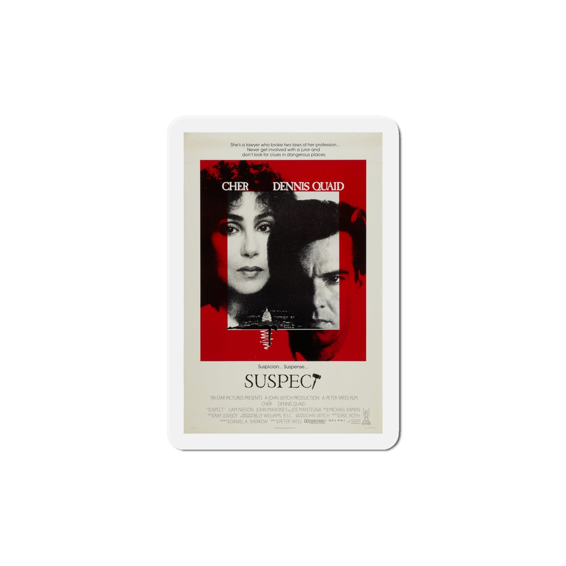 Suspect 1987 Movie Poster Die-Cut Magnet-6 × 6"-The Sticker Space