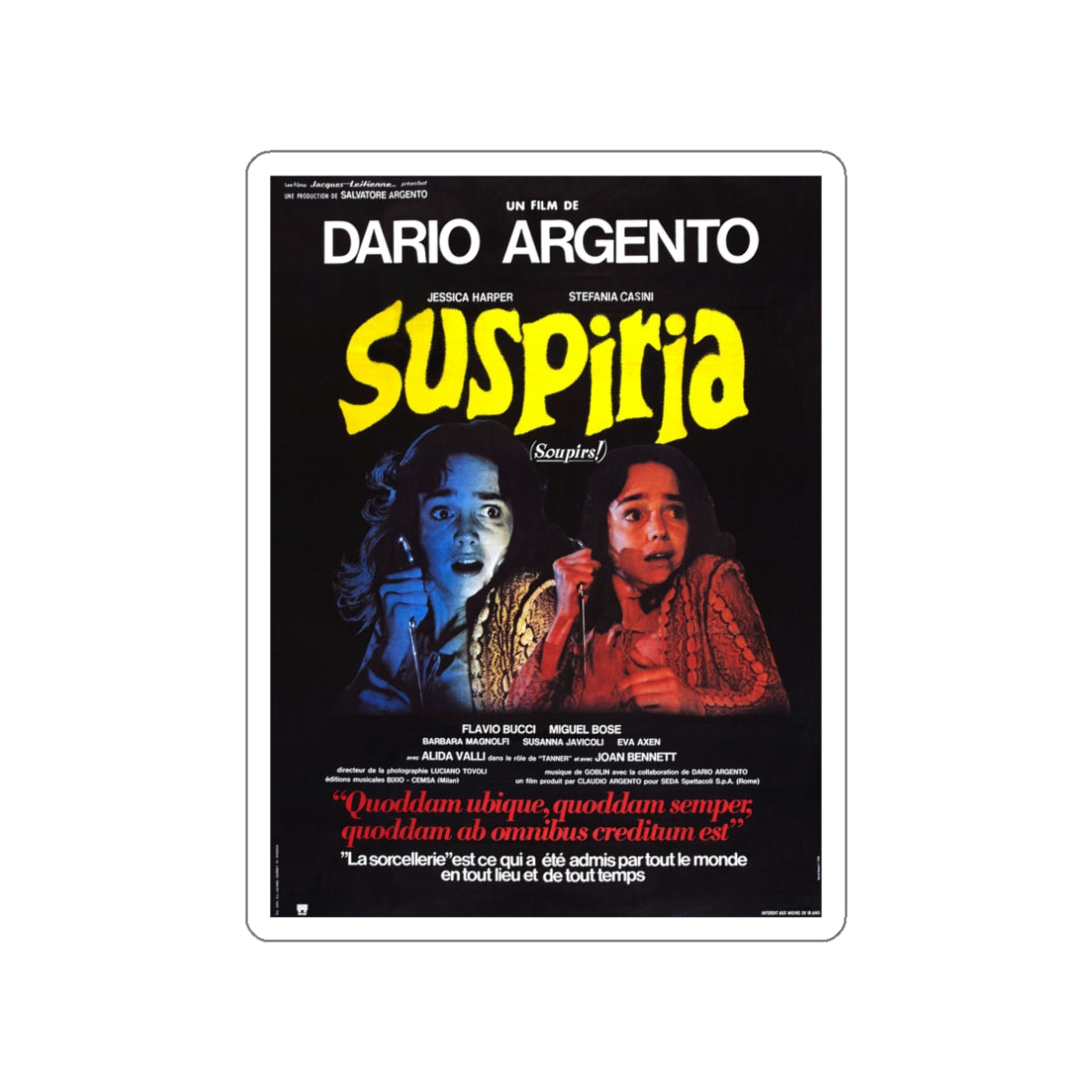 SUSPIRIA (FRENCH) 1977 Movie Poster STICKER Vinyl Die-Cut Decal-White-The Sticker Space