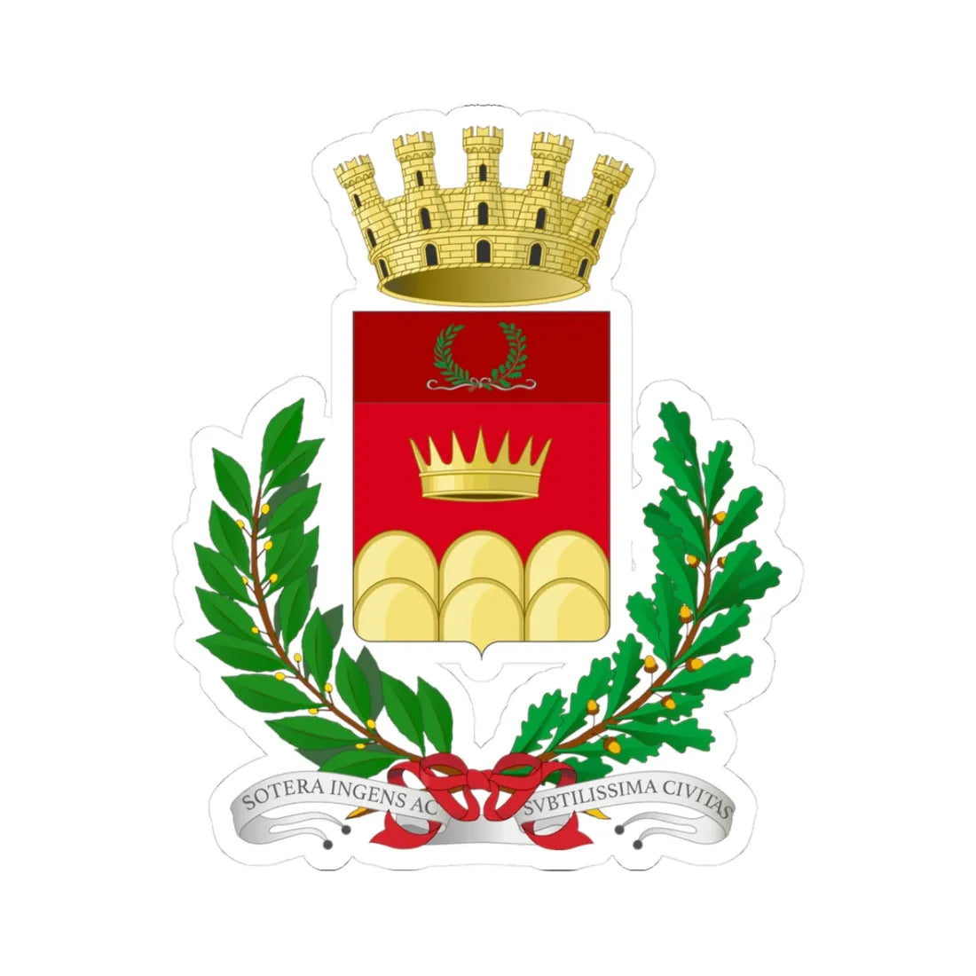 Sutera-Stemma (Italy) (Coat of Arms) STICKER Vinyl Kiss-Cut Decal 3 Inch White - The Sticker Space