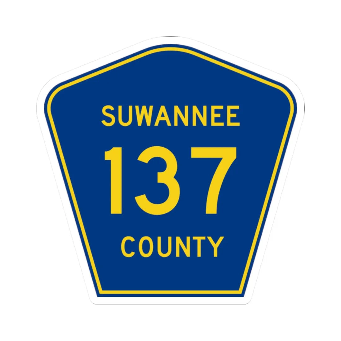 Suwannee County 137 (Florida) (Road Sign) STICKER Vinyl Kiss-Cut Decal 2 Inch White - The Sticker Space