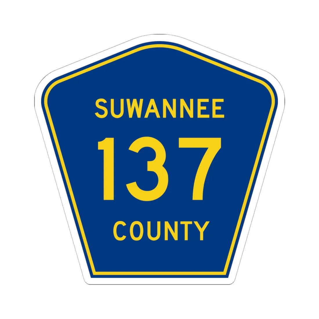 Suwannee County 137 (Florida) (Road Sign) STICKER Vinyl Kiss-Cut Decal 6 Inch White - The Sticker Space