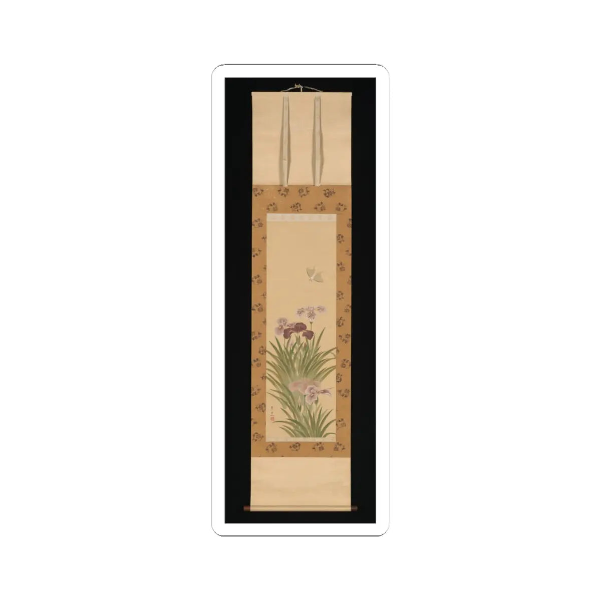 Suzuki Kiitsu - Irises and Moth - ca. 1850 v2 - STICKER Vinyl Kiss-Cut Decal