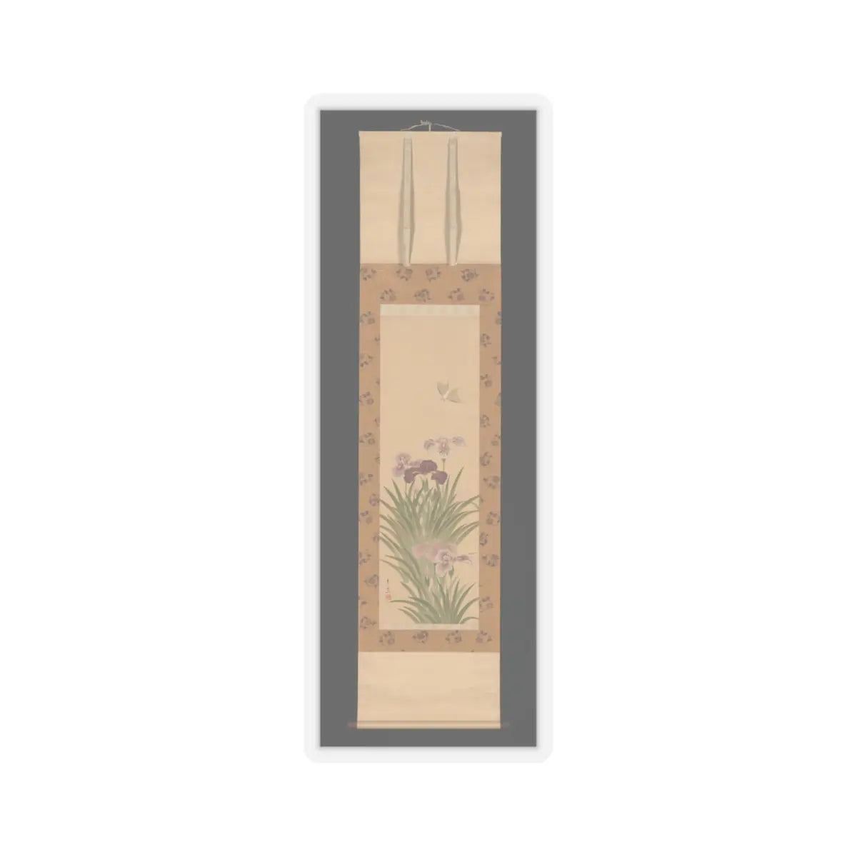 Suzuki Kiitsu - Irises and Moth - ca. 1850 v2 - STICKER Vinyl Kiss-Cut Decal