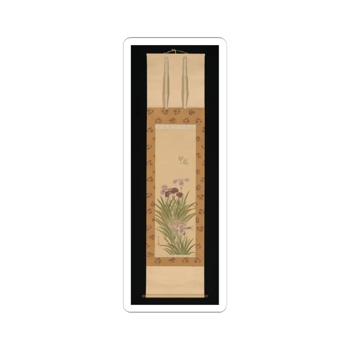 Suzuki Kiitsu - Irises and Moth - ca. 1850 v2 - STICKER Vinyl Kiss-Cut Decal