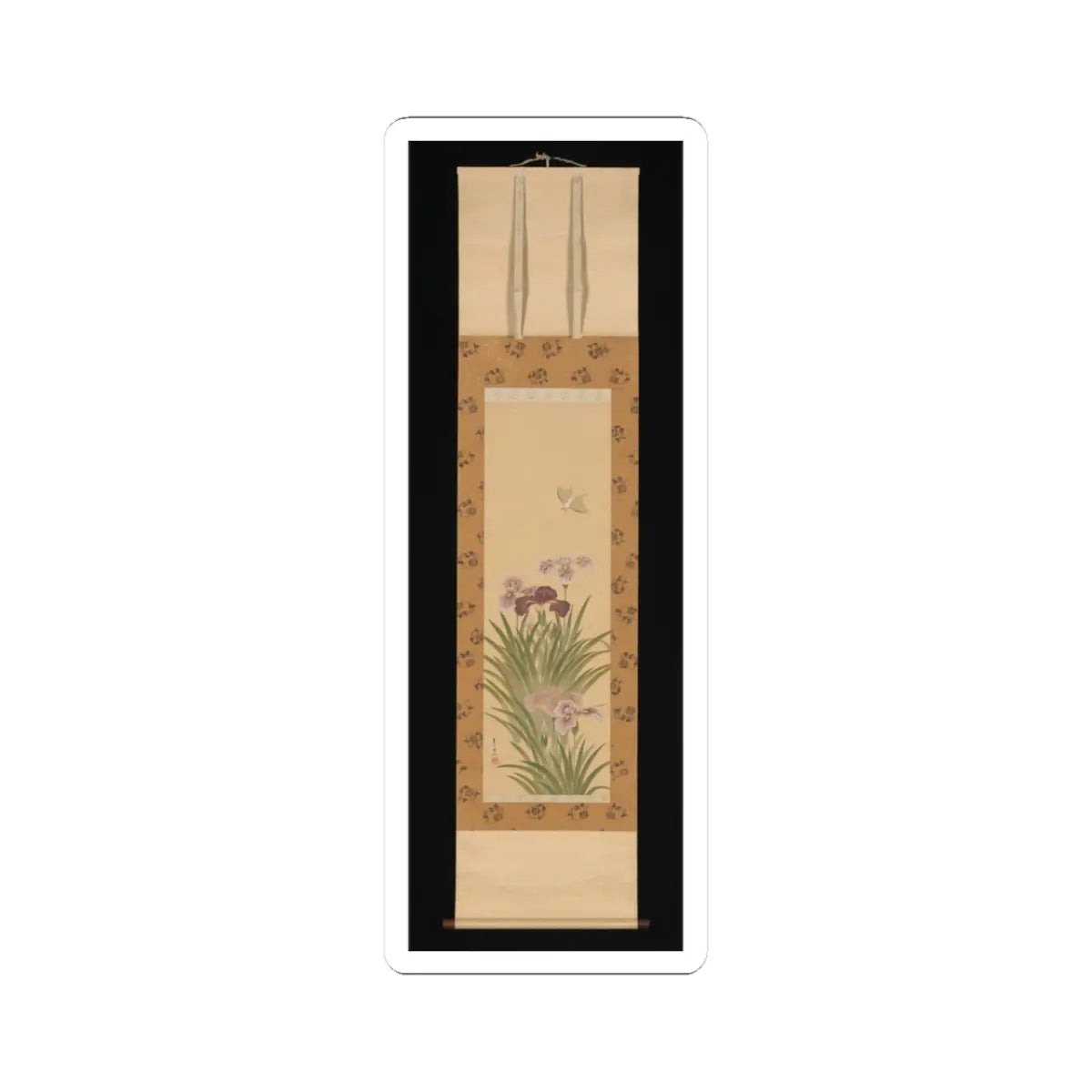 Suzuki Kiitsu - Irises and Moth - ca. 1850 v2 - STICKER Vinyl Kiss-Cut Decal