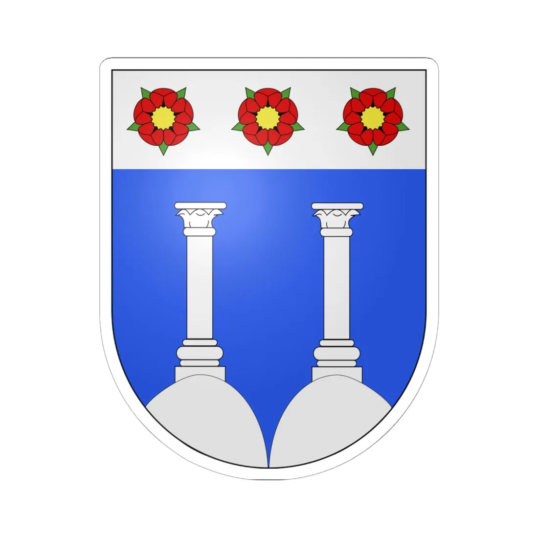 Sévaz-coat of arms (Switzerland) (Coat of Arms) STICKER Vinyl Kiss-Cut Decal 6 Inch White - The Sticker Space