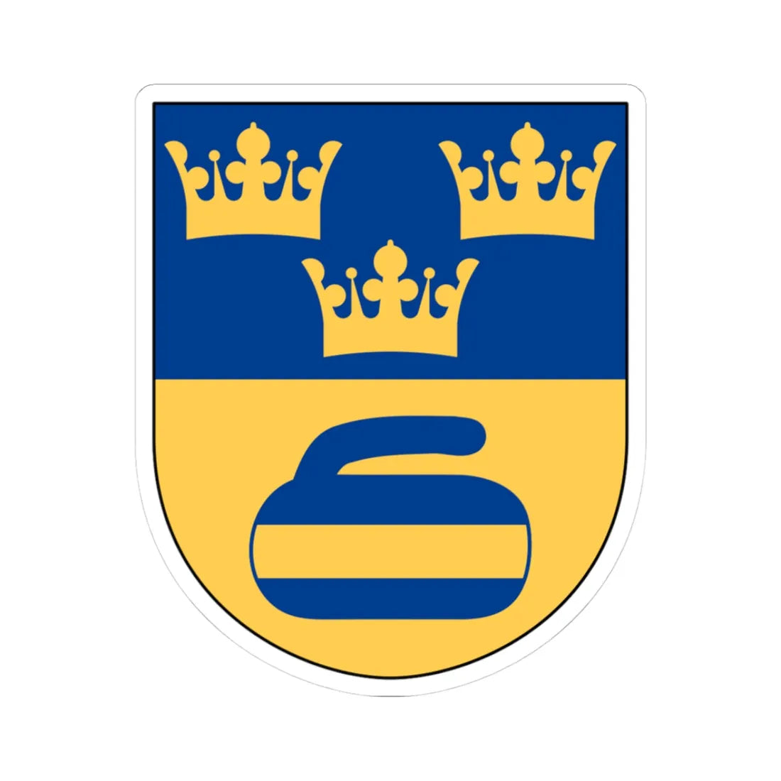 Svenska Curlingförbundet vapen (Sweden) (Coat of Arms) STICKER Vinyl Kiss-Cut Decal 3 Inch White - The Sticker Space