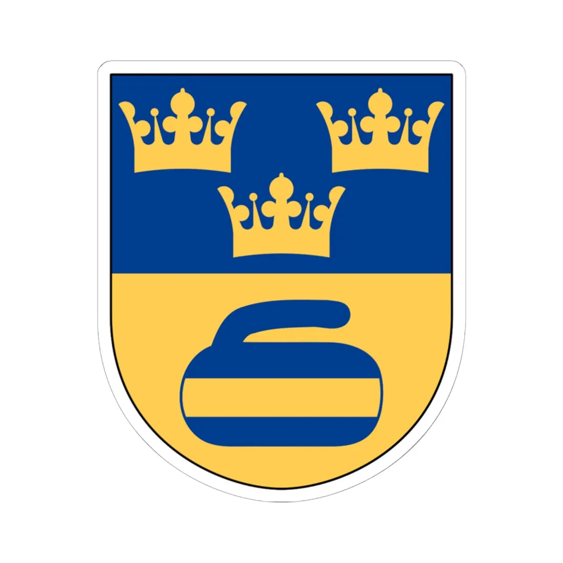 Svenska Curlingförbundet vapen (Sweden) (Coat of Arms) STICKER Vinyl Kiss-Cut Decal 6 Inch White - The Sticker Space