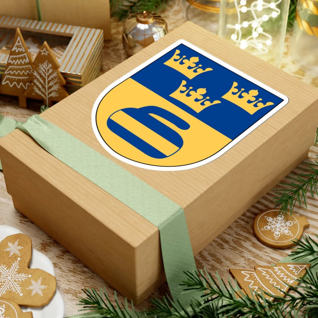 Svenska Curlingförbundet vapen (Sweden) (Coat of Arms) STICKER Vinyl Kiss-Cut Decal - The Sticker Space