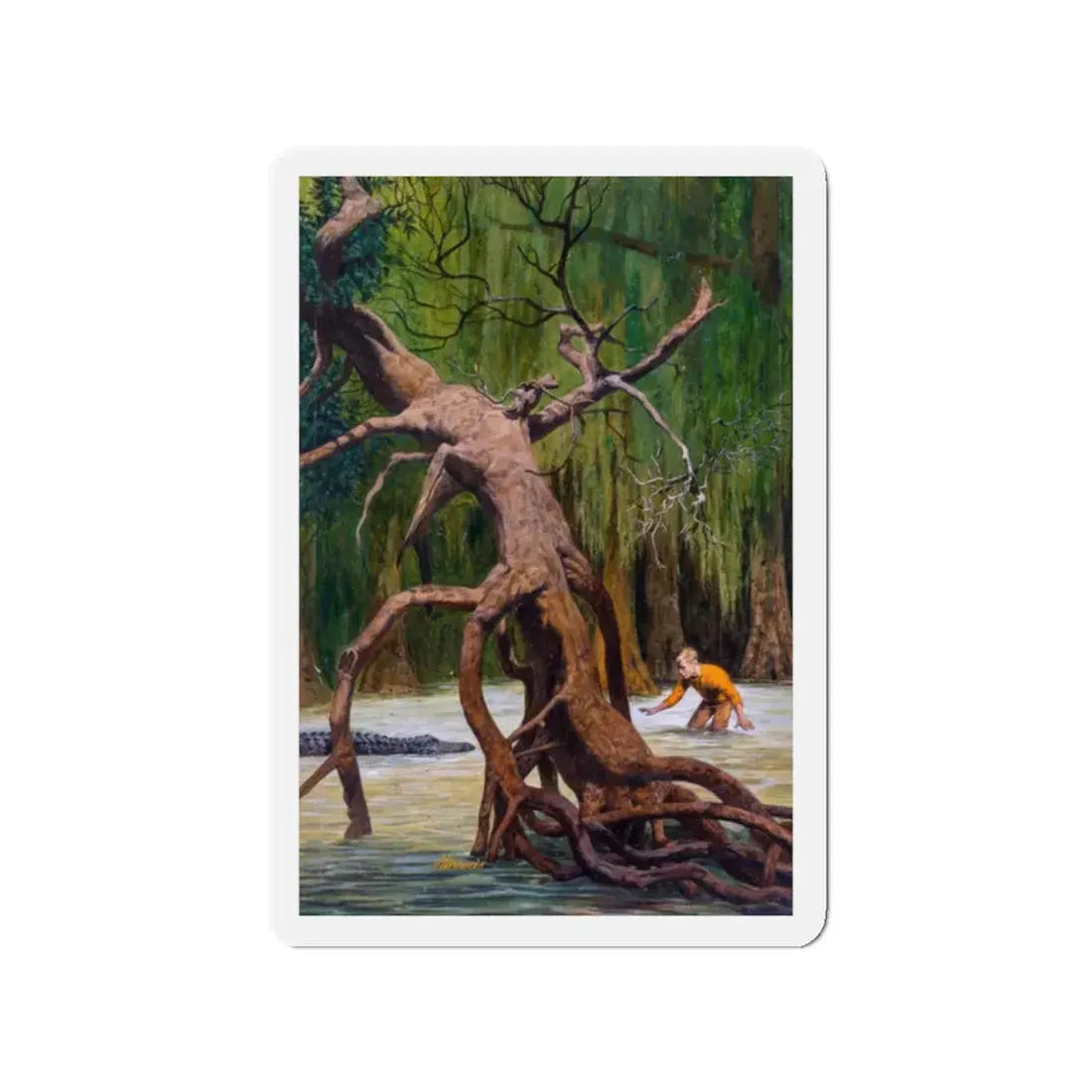 Swamp Adventure (Magazine Illustration) Refrigerator Magnet 2 Inch Die-Cut - The Sticker Space