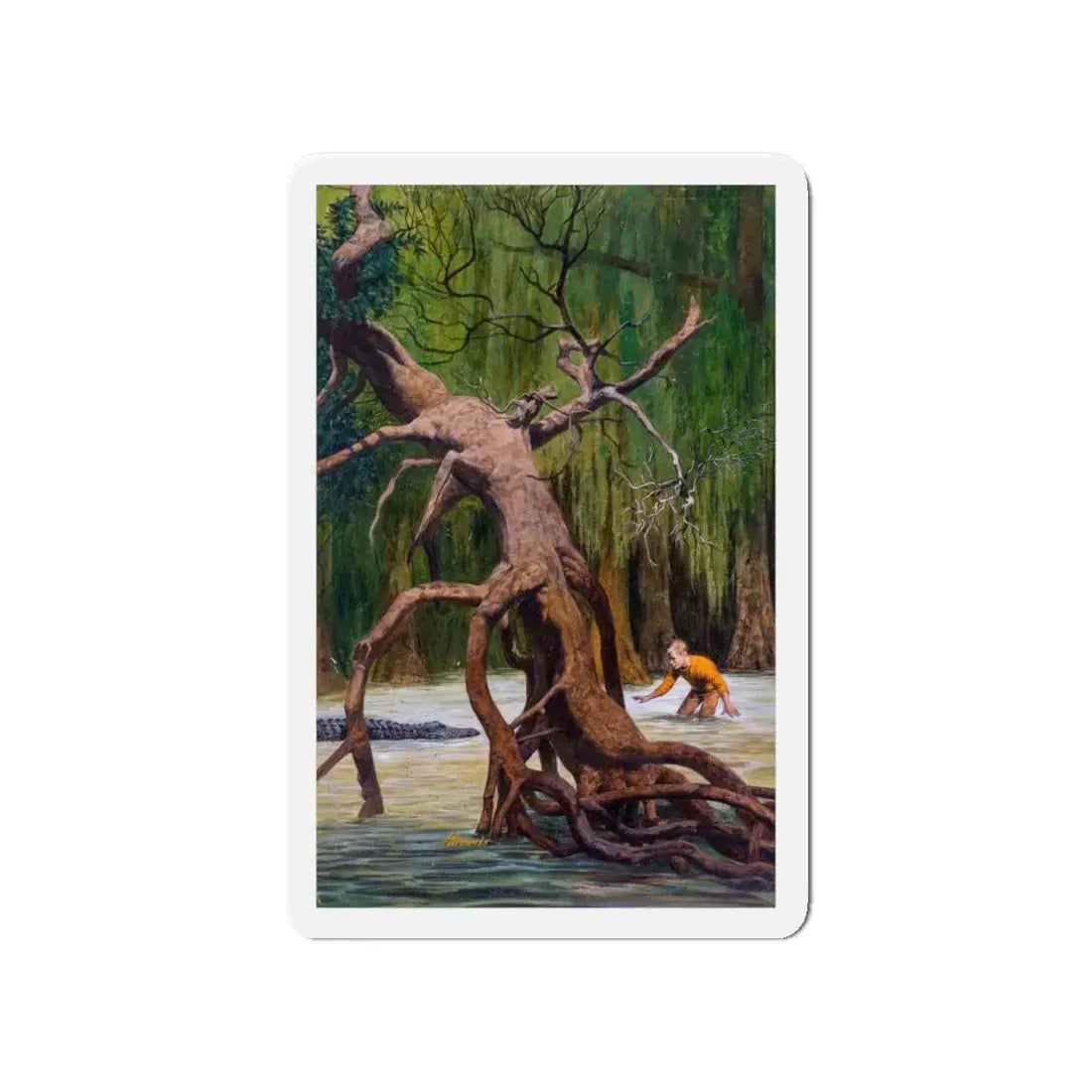 Swamp Adventure (Magazine Illustration) Refrigerator Magnet 4 Inch Die-Cut - The Sticker Space