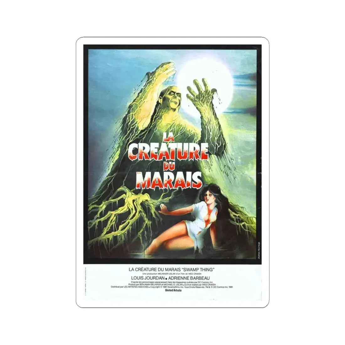 SWAMP THING (FRENCH) 1982 Movie Poster - STICKER Vinyl Kiss-Cut Decal 4 Inch White - The Sticker Space
