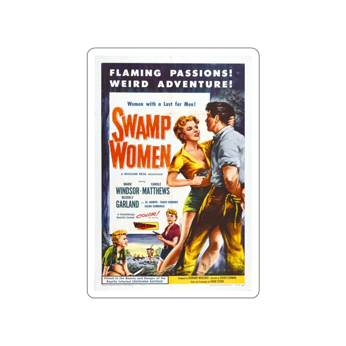 SWAMP WOMEN 1956 Movie Poster STICKER Vinyl Die-Cut Decal-White-The Sticker Space