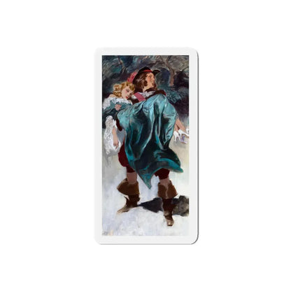 Swashbuckler Carrying Woman, The Saturday Evening Post interior illustration (Magazine Illustration) Refrigerator Magnet 5 Inch Die-Cut - The Sticker Space