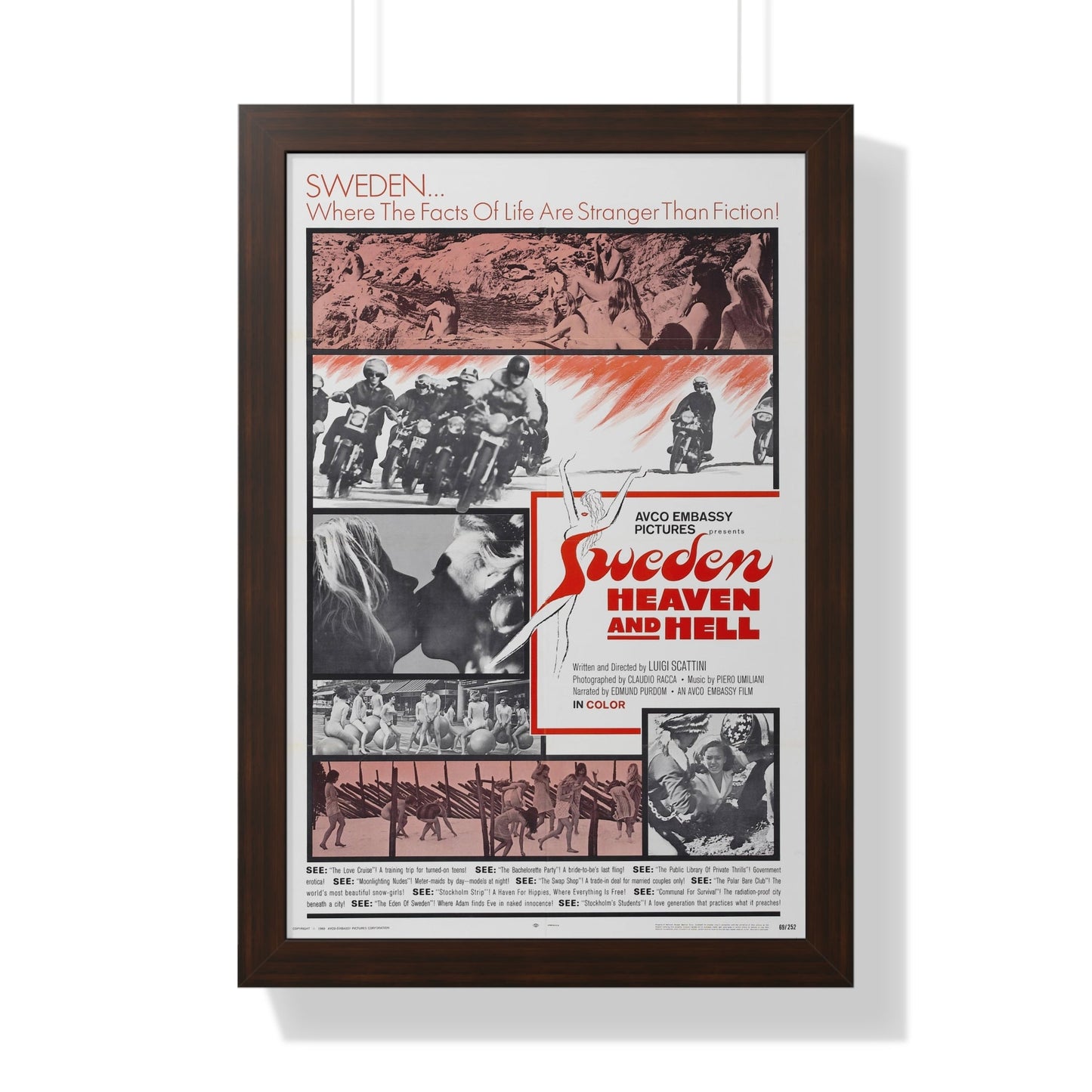 SWEDEN HEAVEN AND HELL 1968 - Framed Movie Poster-16″ x 24″-The Sticker Space