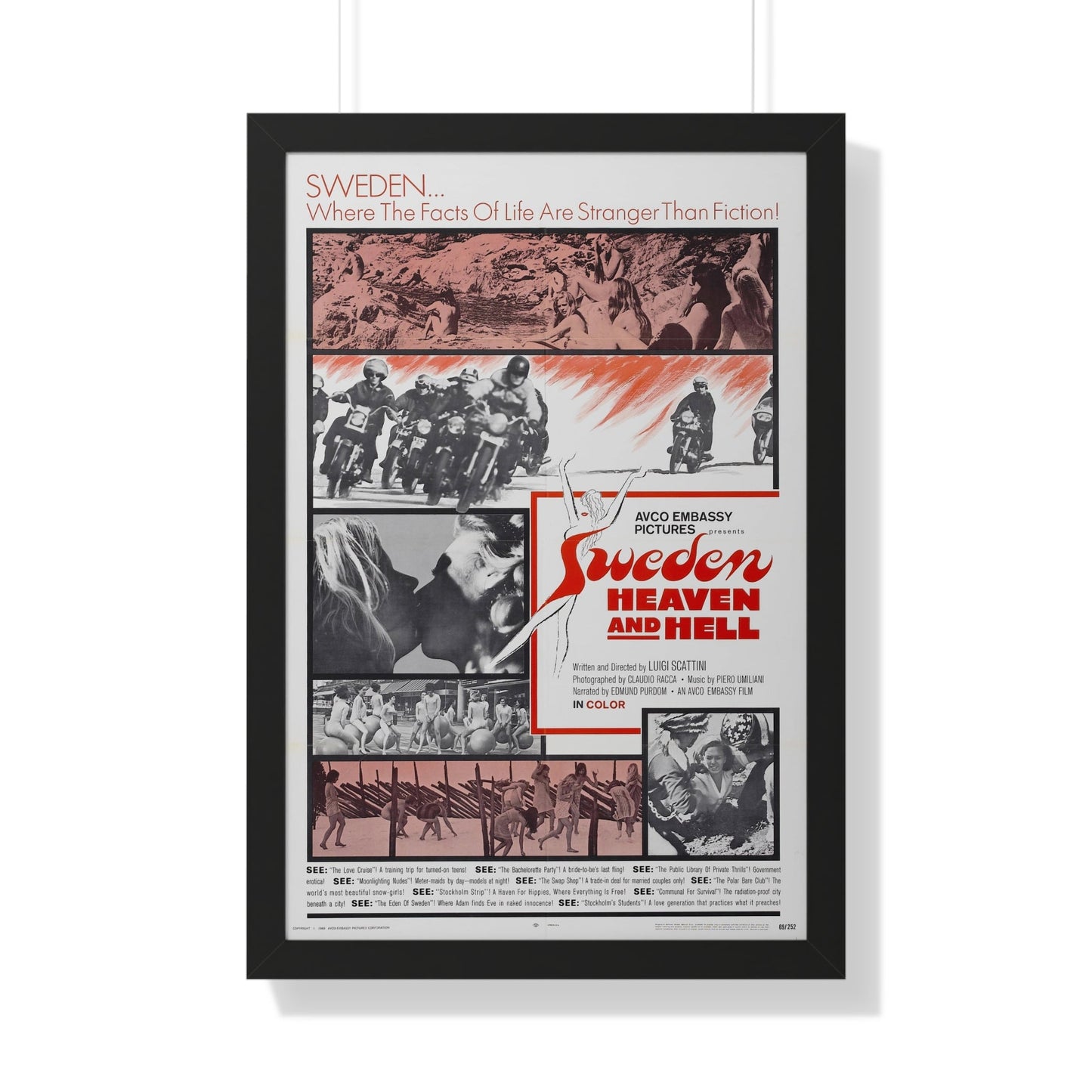 SWEDEN HEAVEN AND HELL 1968 - Framed Movie Poster-20" x 30"-The Sticker Space