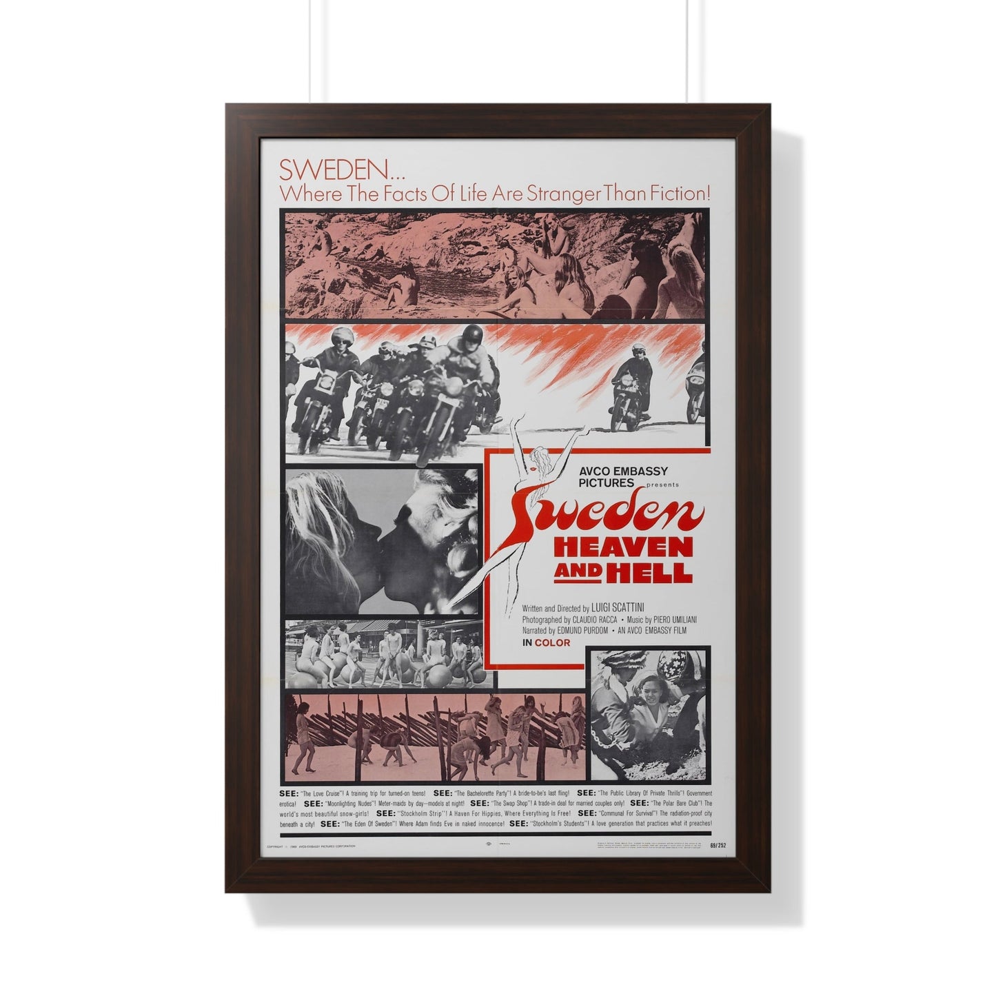 SWEDEN HEAVEN AND HELL 1968 - Framed Movie Poster-20" x 30"-The Sticker Space