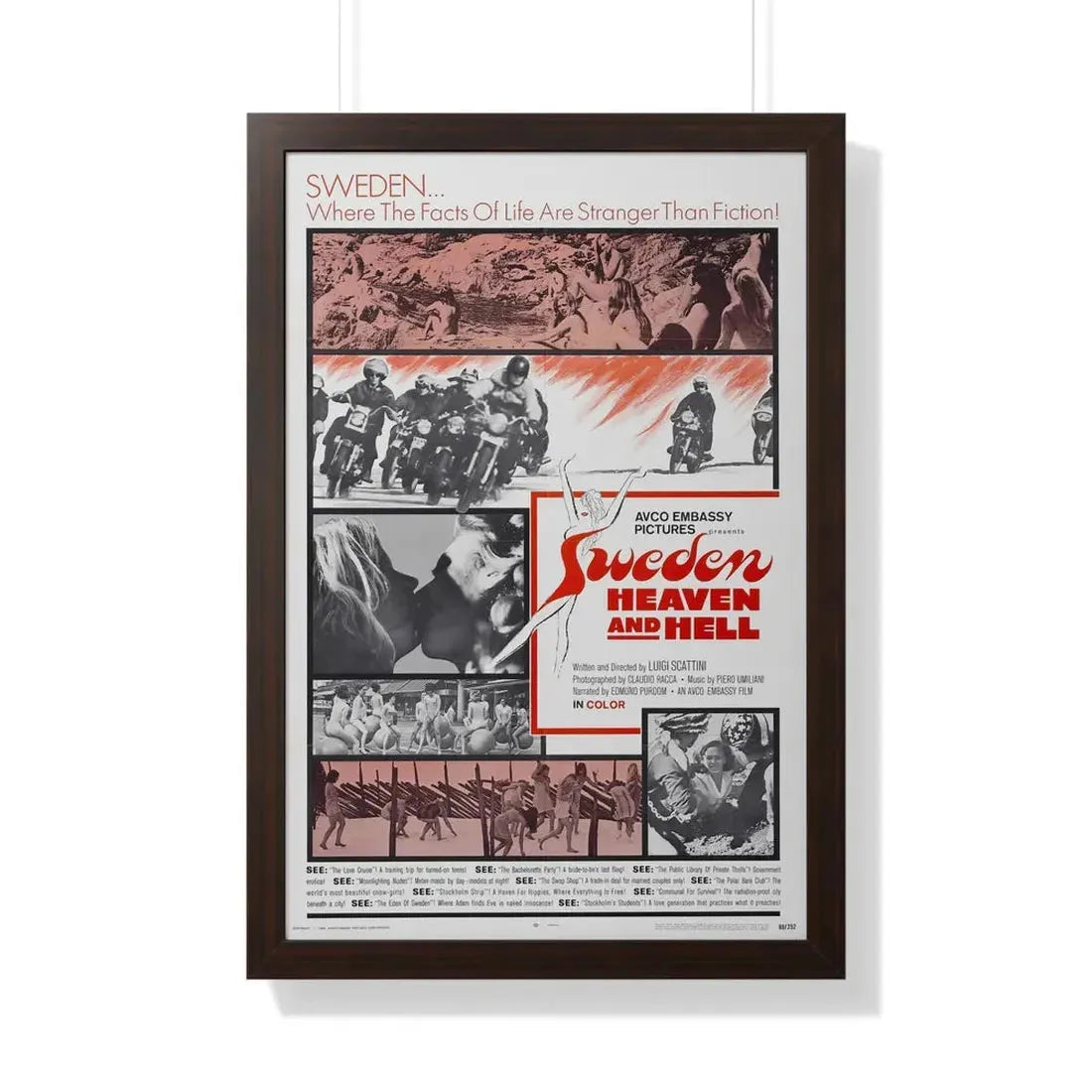SWEDEN HEAVEN AND HELL 1968 - Framed Movie Poster 20" x 30" Walnut - The Sticker Space