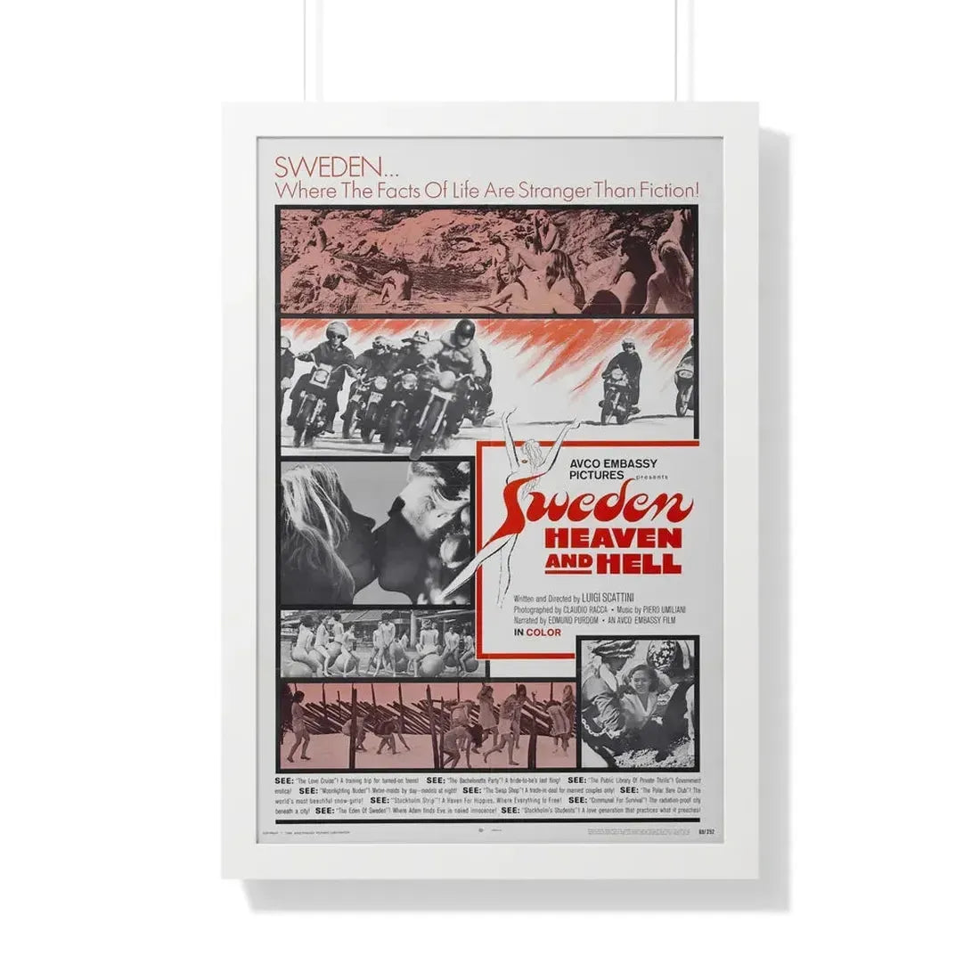SWEDEN HEAVEN AND HELL 1968 - Framed Movie Poster 20" x 30" White - The Sticker Space