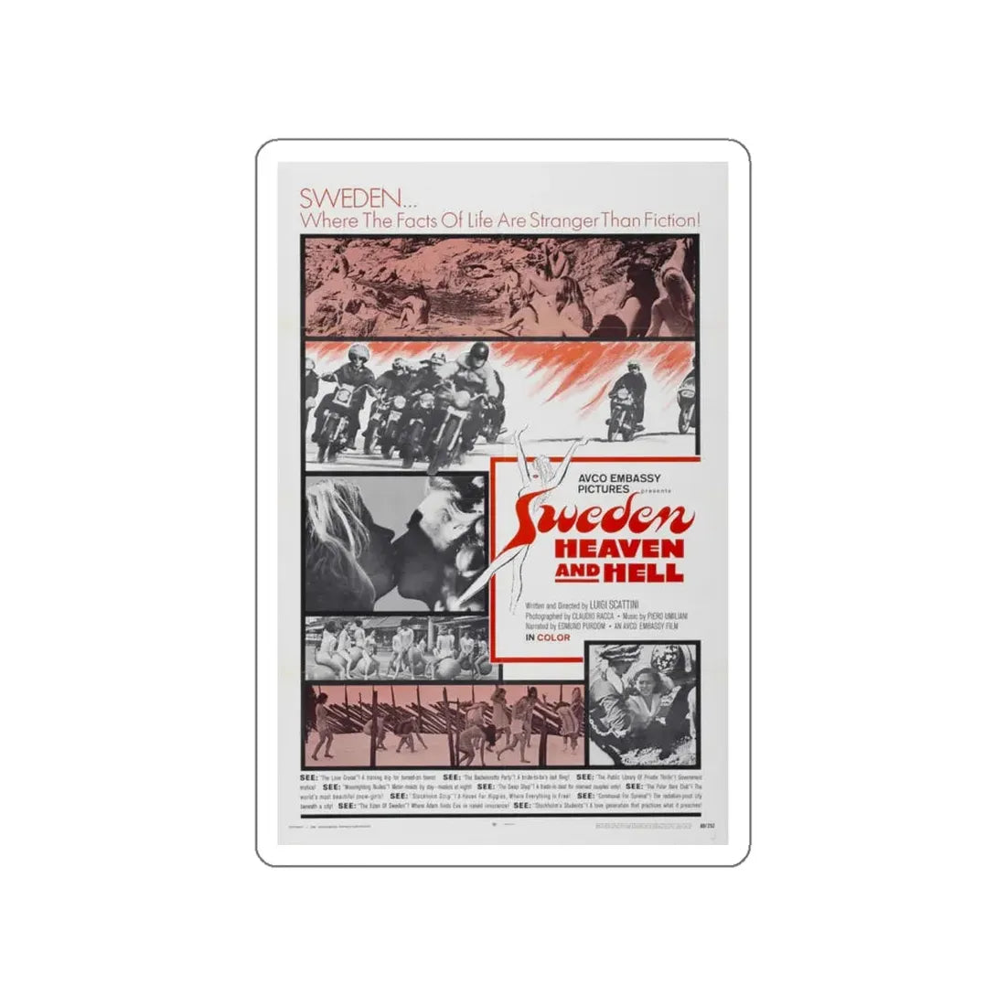 SWEDEN HEAVEN AND HELL 1968 Movie Poster STICKER Vinyl Die-Cut Decal 5 Inch - The Sticker Space