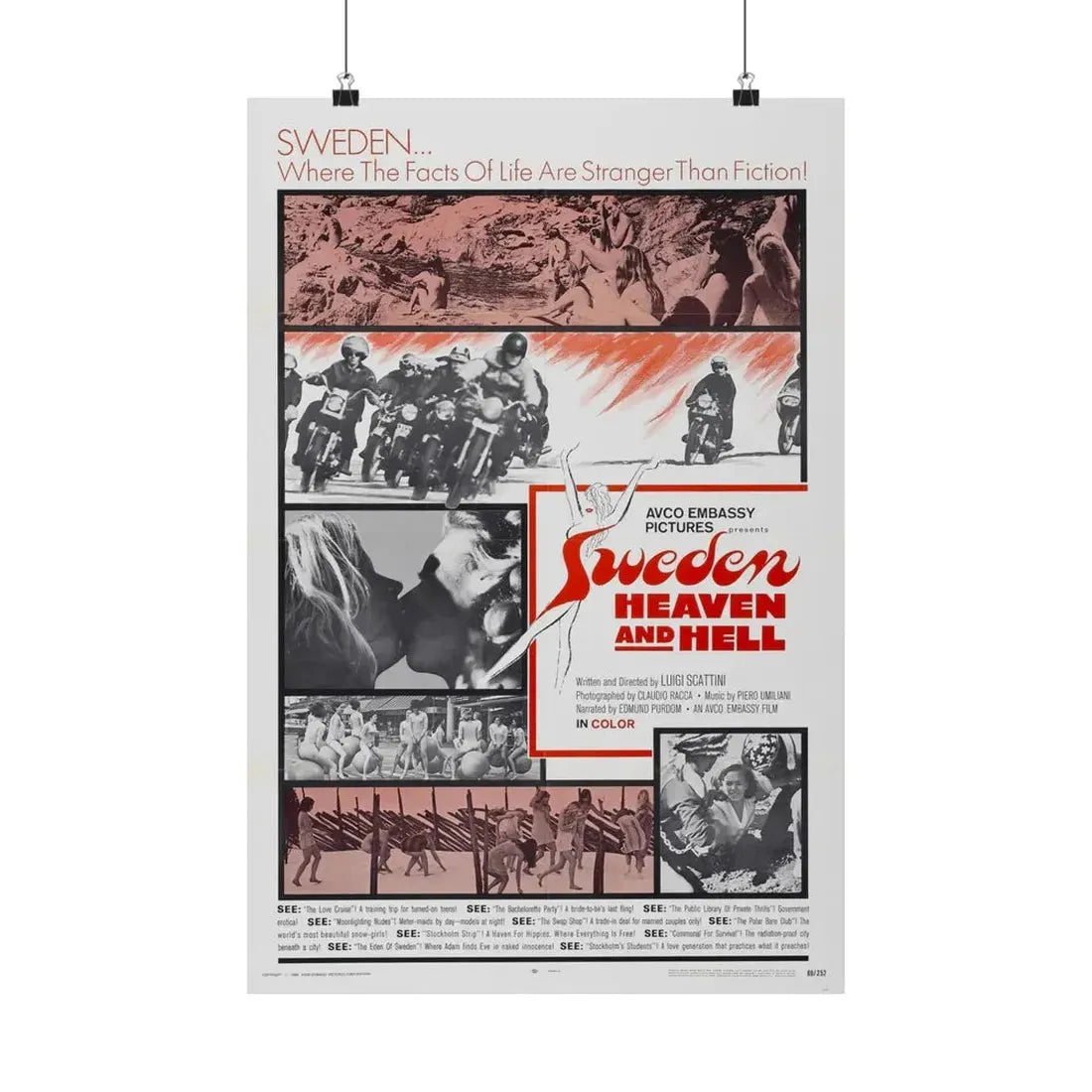 SWEDEN HEAVEN AND HELL 1968 - Paper Movie Poster 16″ x 24″ Matte - The Sticker Space