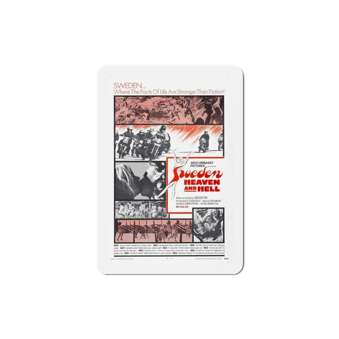 Sweden Heaven and Hell 1969 Movie Poster Refrigerator Magnet 3 Inch - The Sticker Space