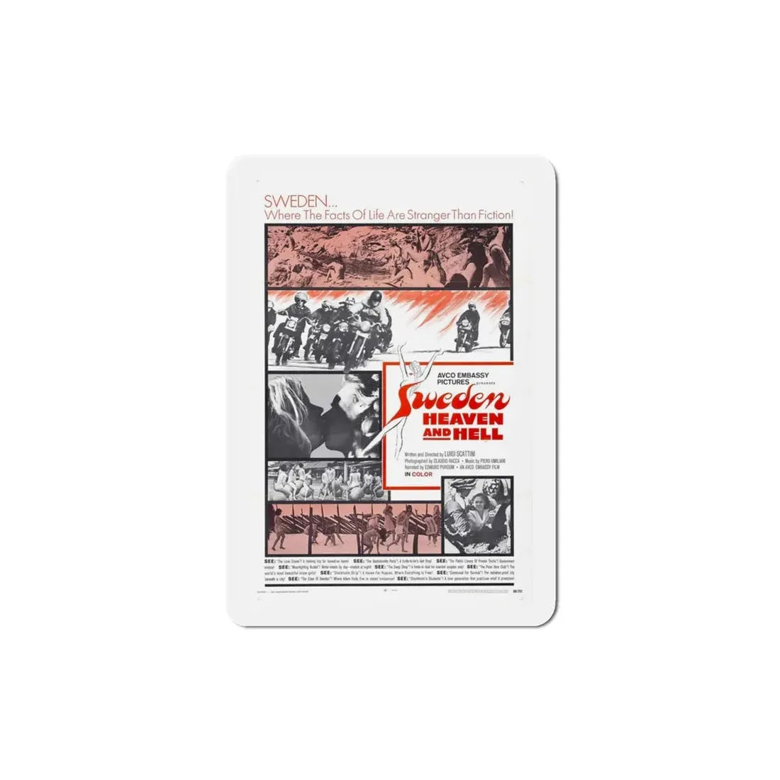 Sweden Heaven and Hell 1969 Movie Poster Refrigerator Magnet 4 Inch - The Sticker Space