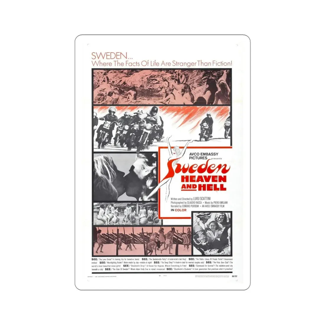 Sweden Heaven and Hell 1969 Movie Poster STICKER Vinyl Die-Cut Decal 4 Inch - The Sticker Space