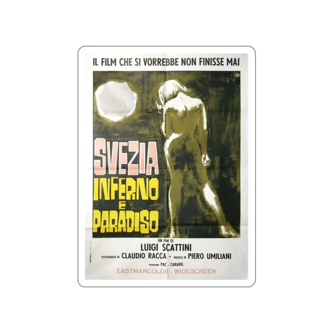 SWEDEN HEAVEN AND HELL (ITALIAN) 1968 Movie Poster STICKER Vinyl Die-Cut Decal 3 Inch - The Sticker Space