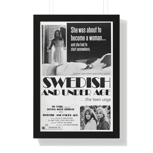 SWEDISH AND UNDER AGE 1969 - Framed Movie Poster 16″ x 24″ Black - The Sticker Space