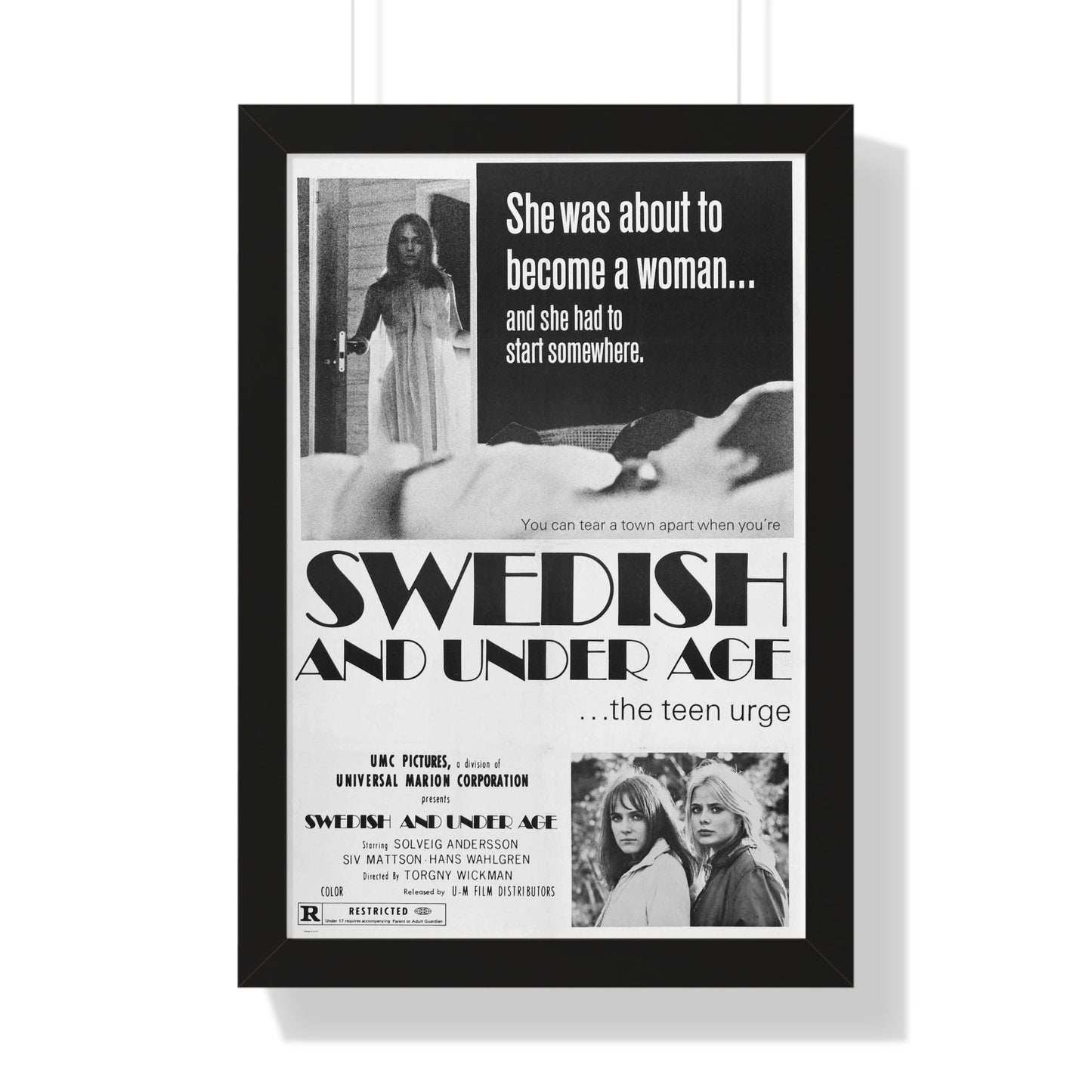 SWEDISH AND UNDER AGE 1969 - Framed Movie Poster-16″ x 24″-The Sticker Space