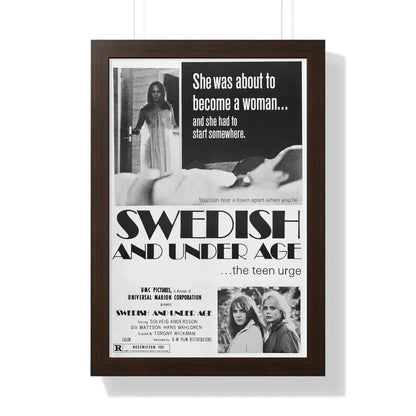 SWEDISH AND UNDER AGE 1969 - Framed Movie Poster 16″ x 24″ Walnut - The Sticker Space