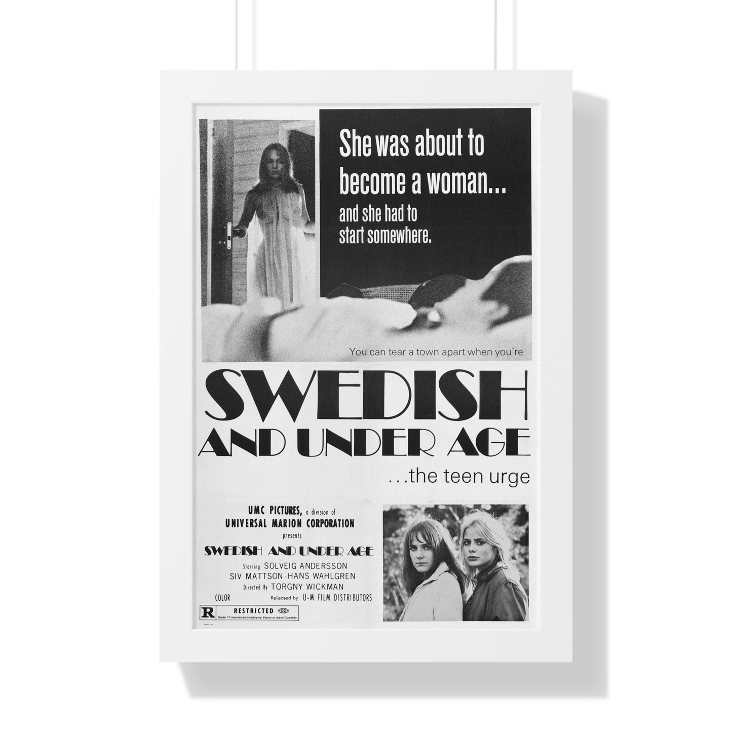 SWEDISH AND UNDER AGE 1969 - Framed Movie Poster-16″ x 24″-The Sticker Space